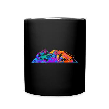 Mountain Mountains Silhouette Wanderer Mountaineer - Full Colour Mug - black - Front