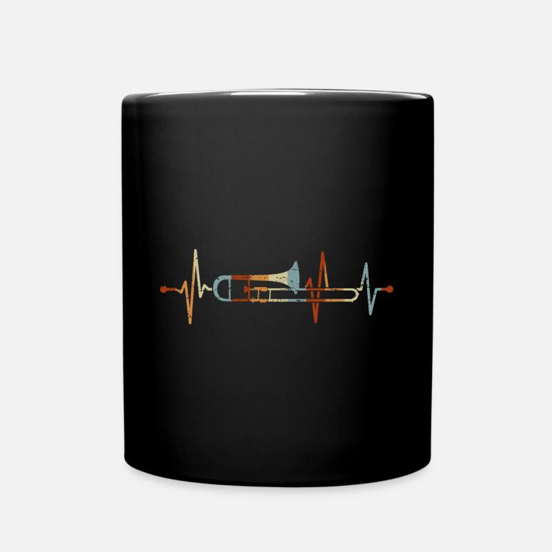 Posaune Herzschlag Posaunist Musiker Blasmusik - Tasse einfarbig - Schwarz
