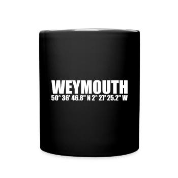 Weymouth Koordinaten - Tasse einfarbig - Schwarz - Vorne