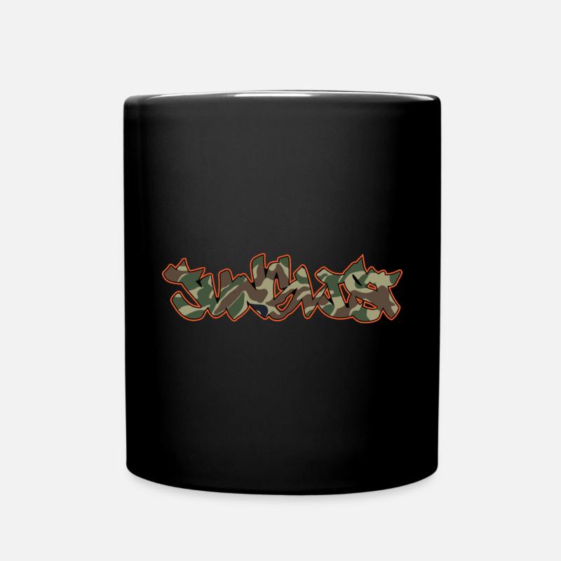Junglist Camo Graffiti DNB Drum n Bass - Full Colour Mug - black