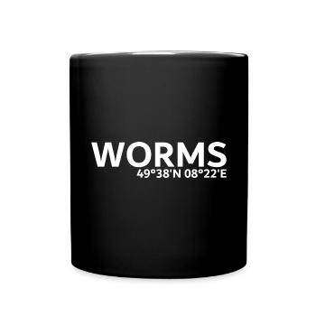 Worms Koordinaten - Tasse einfarbig - Schwarz - Vorne