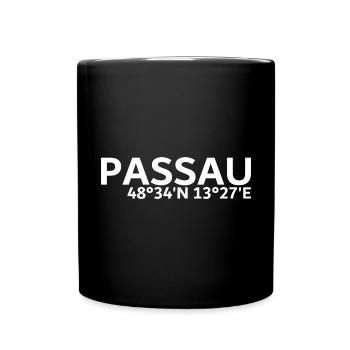 Passau Koordinaten - Tasse einfarbig - Schwarz - Vorne