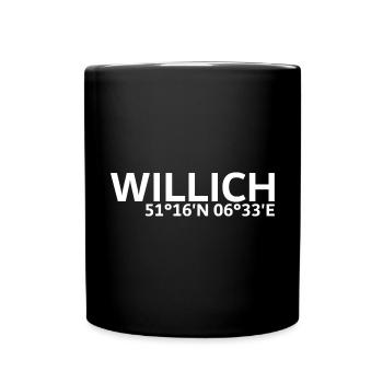 Willich Koordinaten - Tasse einfarbig - Schwarz - Vorne