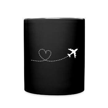 Avion avec arc de cœur - Mug uni - noir - Devant