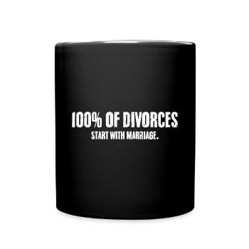 Les divorces commencent par un mariage drôle d’un divorcé - Mug uni - noir - Devant