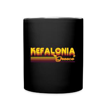 Kefalonia: Sommerliches Retro-Design - Tasse einfarbig - Schwarz - Vorne