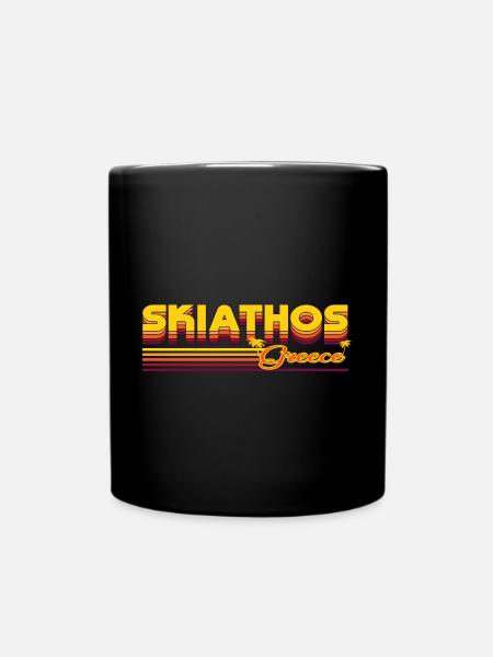 Skiathos: Sommerliches Retro-Design - Tasse einfarbig - Schwarz