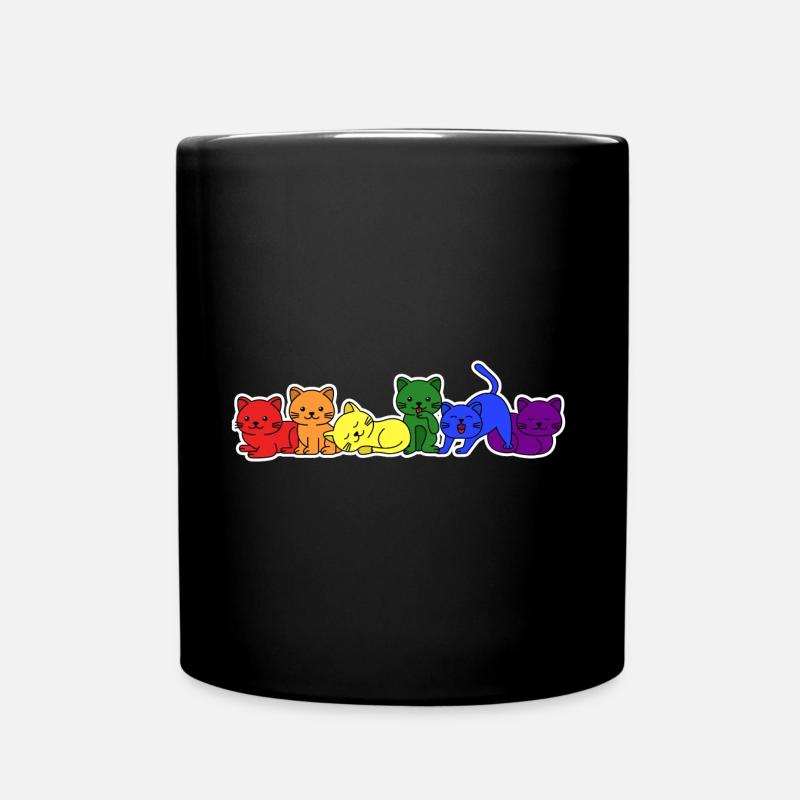 Conception de chat drapeau LGBT + pour les personnes LGBT + - Mug uni - noir