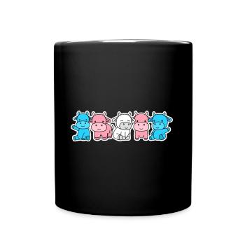 Trans flag cow design for proud trans people - Full Colour Mug - black - Front