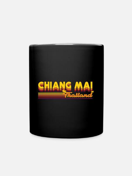 Chiang Mai Retro-Design: Kultur und Natur vereint - Tasse einfarbig - Schwarz