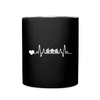 Backen Herzschlag Cupcakes - Tasse einfarbig - Schwarz - Vorne