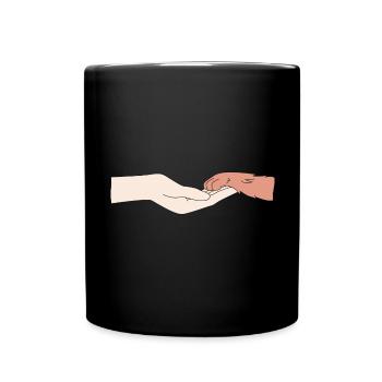 Une main humaine et une patte de chien - Mug uni - noir - Devant