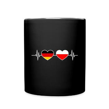 Herzschlag Deutschland Polen - Tasse einfarbig - Schwarz - Vorne