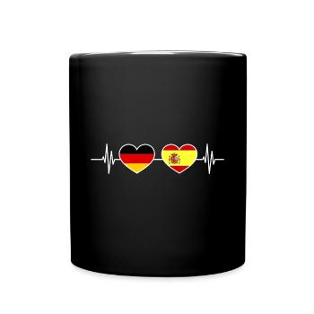 Herzschlag Deutschland Spanien - Tasse einfarbig - Schwarz - Vorne