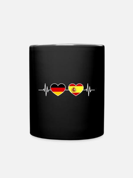 Herzschlag Deutschland Spanien - Tasse einfarbig - Schwarz