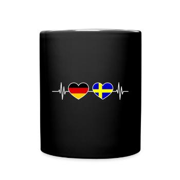Herzschlag Deutschland Schweden - Tasse einfarbig - Schwarz - Vorne