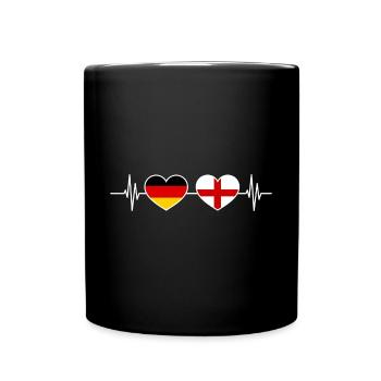 Herzschlag Deutschland England - Tasse einfarbig - Schwarz - Vorne