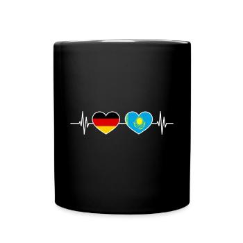 Herzschlag Deutschland Kasachstan - Tasse einfarbig - Schwarz - Vorne