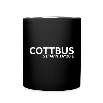 Cottbus Koordinaten - Tasse einfarbig - Schwarz - Vorne