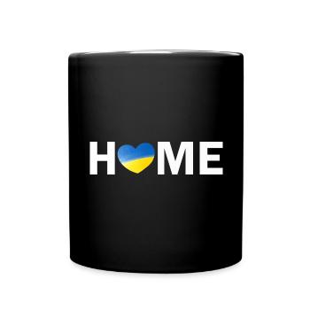 Home Ukraine Flag with Heart - Tasse einfarbig - Schwarz - Vorne