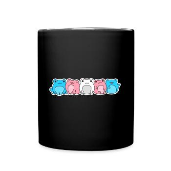 Trans flag frog design for trans people - Full Colour Mug - black - Front