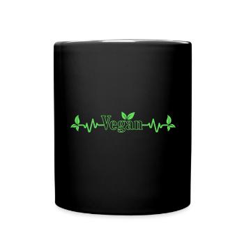 Battement de cœur végétalien avec les feuilles pour les végétaliens - Mug uni - noir - Devant