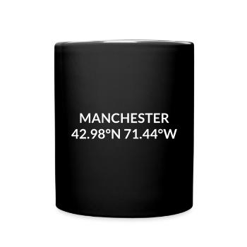 Manchester, New Hampshire, United States Coordinates - Full Colour Mug - black - Front