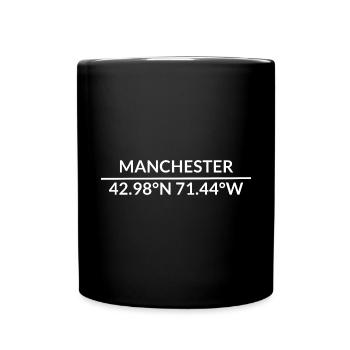 Manchester, New Hampshire, United States Coordinates - Full Colour Mug - black - Front