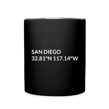 San Diego California USA Coordinates - Full Colour Mug - black - Front