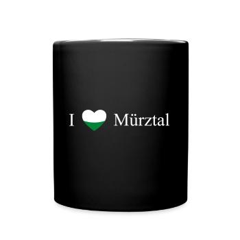 Steiermark Herz Mürztal weiß - Tasse einfarbig - Schwarz - Vorne