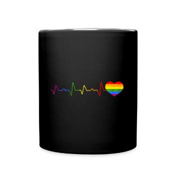 Colorful LGBTQ Flag Heart Lesbian Gay - Full Colour Mug - black - Front
