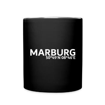 Marburg Koordinaten - Tasse einfarbig - Schwarz - Vorne