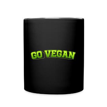 Go Vegan Design for proud vegans - Full Colour Mug - black - Front
