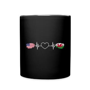 Awesome Welsh American Heartbeat A Welsh Roots - Full Colour Mug - black - Front
