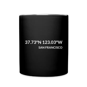 San Francisco, California, United States Coordinates - Full Colour Mug - black - Front
