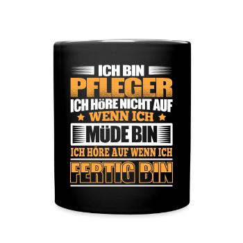 PFLEGER - Der Fertigsteller - Tasse einfarbig - Schwarz - Vorne