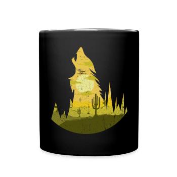 Heulender Wolf bei Vollmond | Rudel Mond Geschenk - Tasse einfarbig - Schwarz - Vorne
