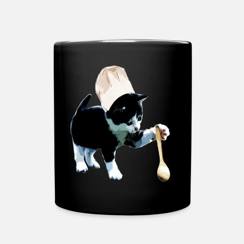 Chef cat cooking kitty kitchen - Full Colour Mug - black