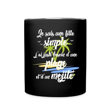Une plage et un mojito - Mug uni - noir - Devant