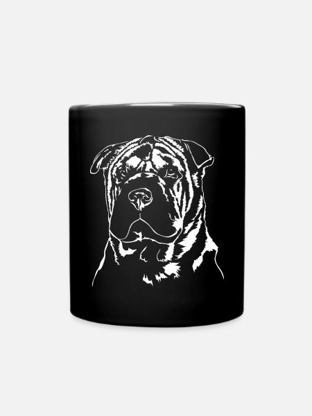 SHAR PEI Portrait Wilsign's dog portrait dog - Full Colour Mug - black