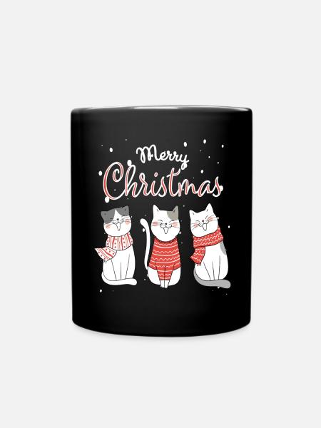 Chats, Chat de Noël, Chat de Noël, Chats - Mug uni - noir