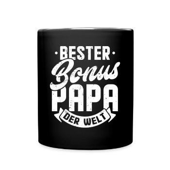 Bester Bonus Papa der Welt - Tasse einfarbig - Schwarz - Vorne