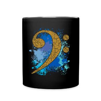 Grande clé à basse sur éclaboussures de couleur - Mug uni - noir - Devant