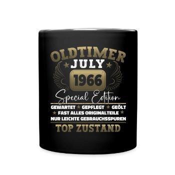 Oldtimer Juli 1966 56. Geburtstag Geschenk Herren - Tasse einfarbig - Schwarz - Vorne