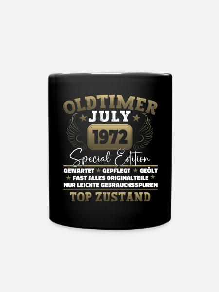 Oldtimer Juli 1972 50. Geburtstag Geschenk Herren - Tasse einfarbig - Schwarz