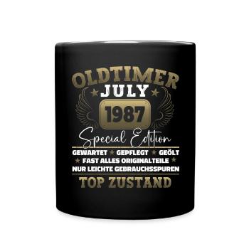 Oldtimer Juli 1987 35. Geburtstag Geschenk Herren - Tasse einfarbig - Schwarz - Vorne