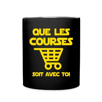 Que les courses soit avec toi humour shopping - Mug uni - noir - Devant