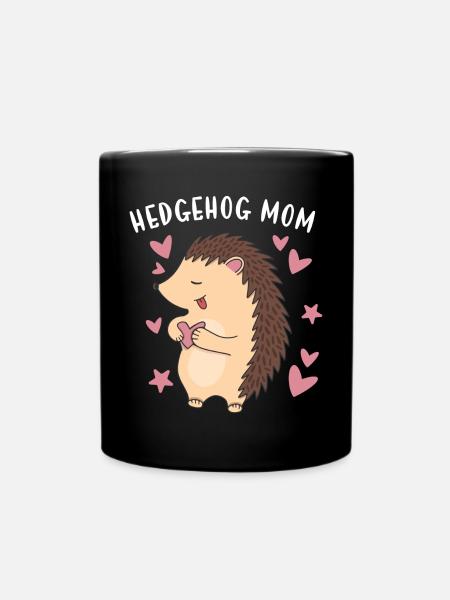 Hedgie Hedgehog Mom Hedgehog - Tasse einfarbig - Schwarz