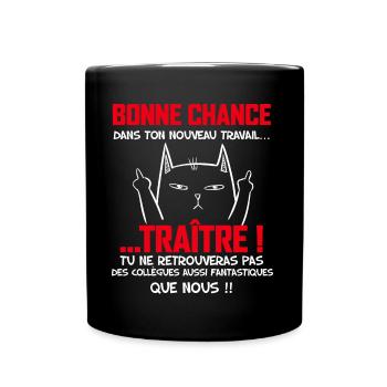 Collègue Bonne Chance Humour Chat - Mug uni - noir - Devant