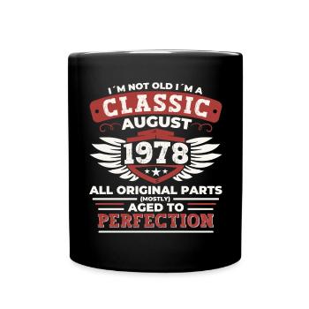Born in 1978 Classic Birthday Gift August - Full Colour Mug - black - Front